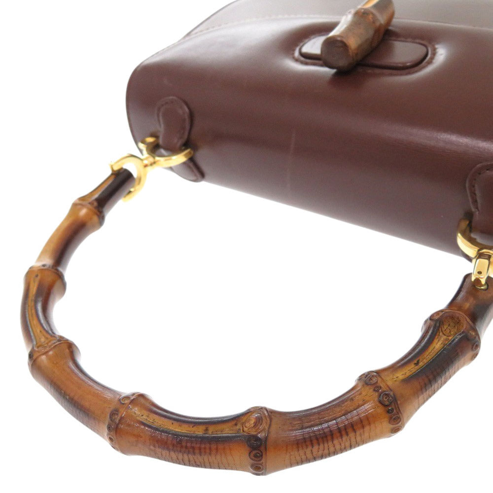 GUCCI Handbag 000 46 0188 leather Dark brown Bamboo