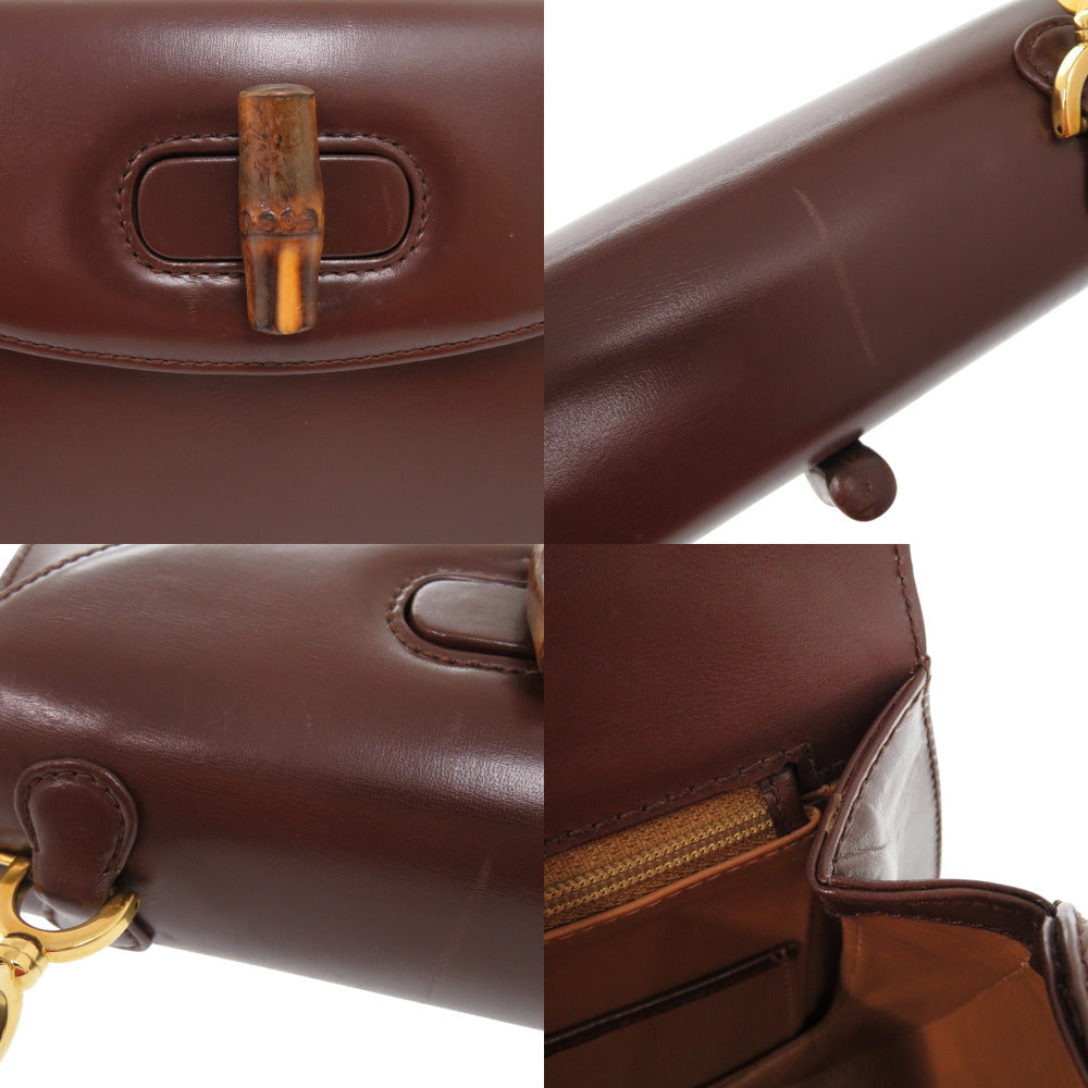 GUCCI Handbag 000 46 0188 leather Dark brown Bamboo