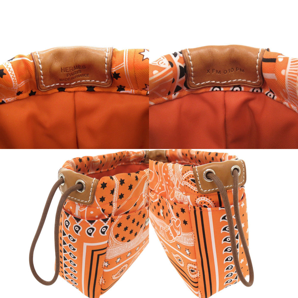 HERMES Pouch silk Orange Foolby 20 Bag in Bag