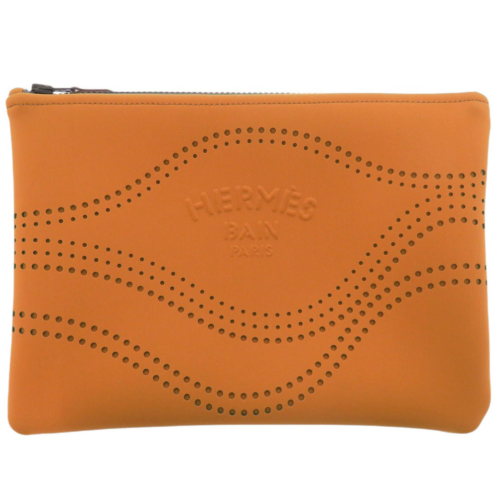 HERMES Pouch Polyurethane, Cotton Orange Neovan MM