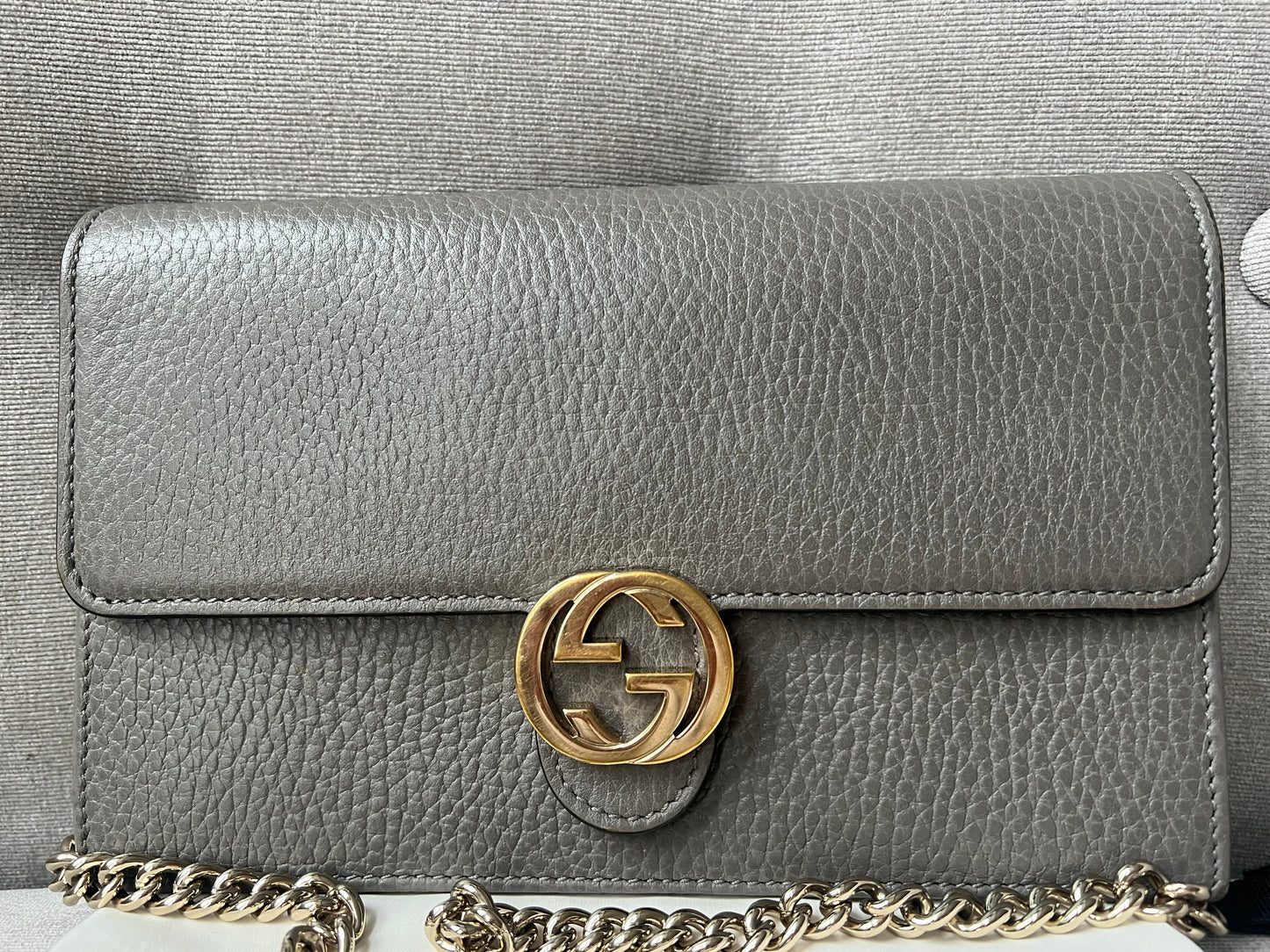 Gucci Dollar Grey Interlocking Chain Wallet