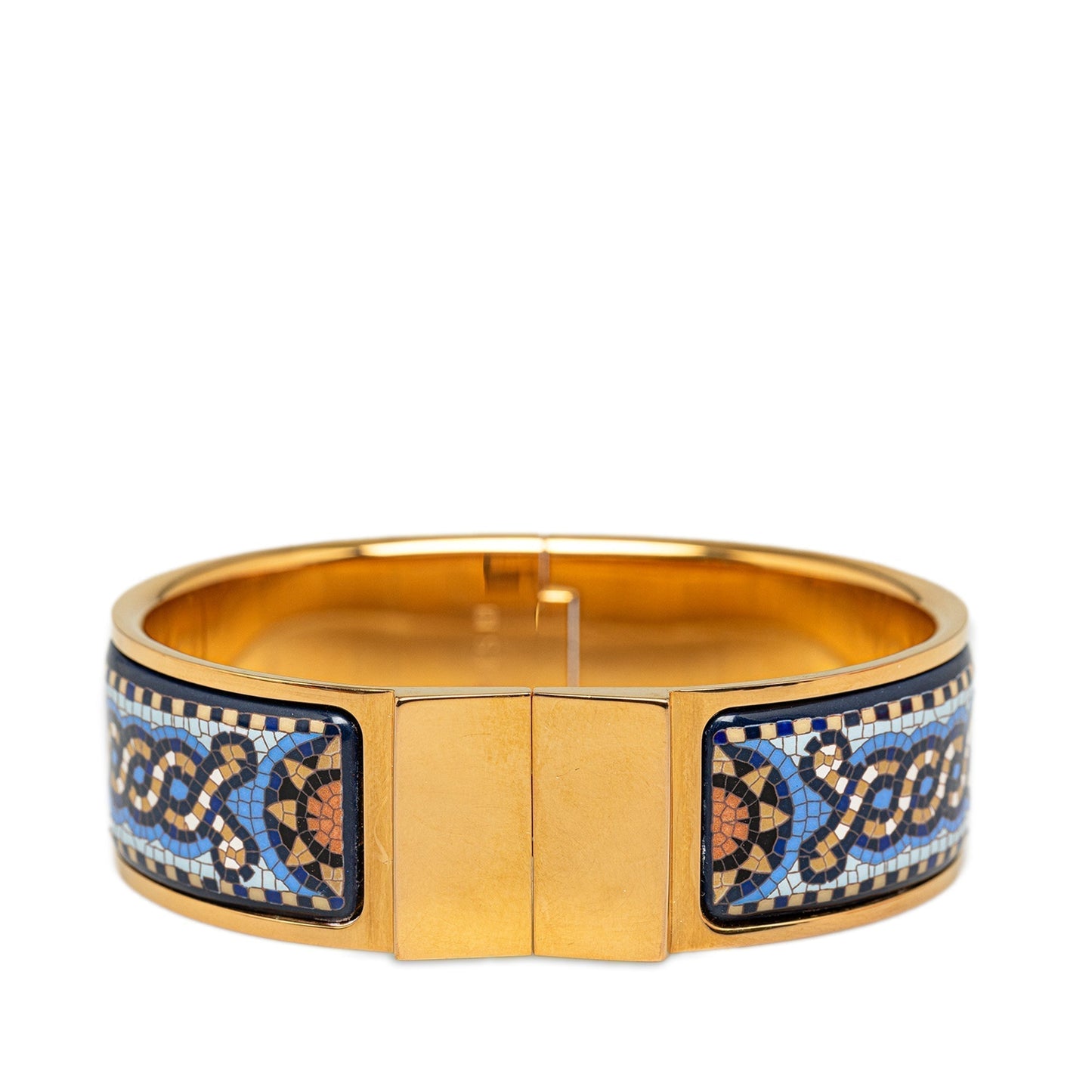 Gold Louis Vuitton Loquet Wide Enamel Bracelet