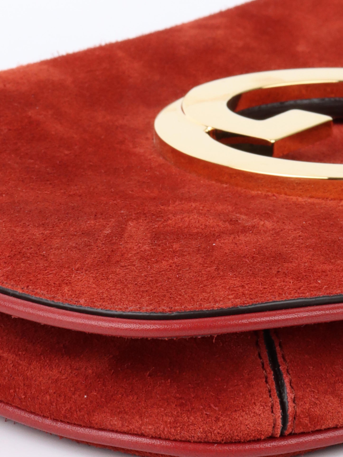 Gucci Blondie Red Suede Shoulder Bag.