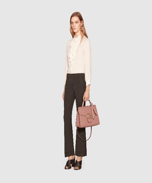 Gucci GG Marmont Small Top Handle Bag Lightweight Leather Dusty Pink