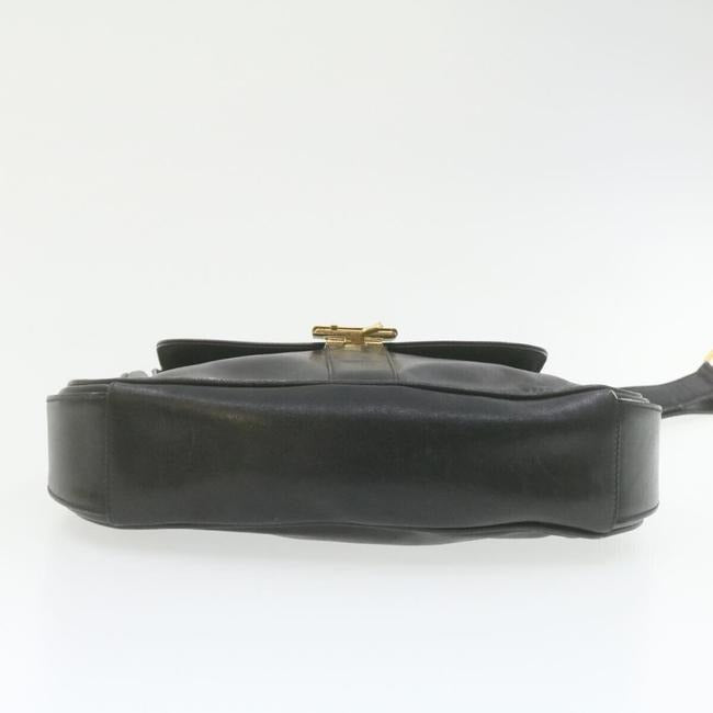 Gucci Soft Black Leather Bucket Bag Pouch With Enamel Buckle Accents