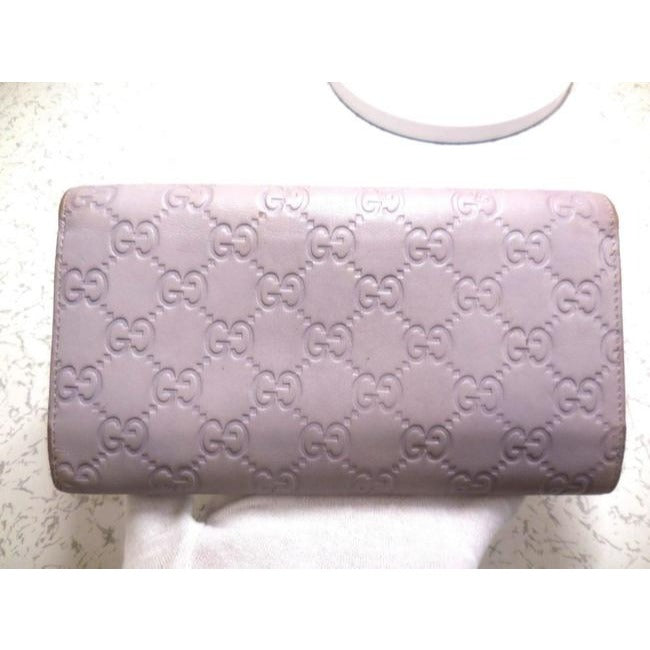 Gucci Lavender With Embossed G Logo Xl Large Leather Wallet