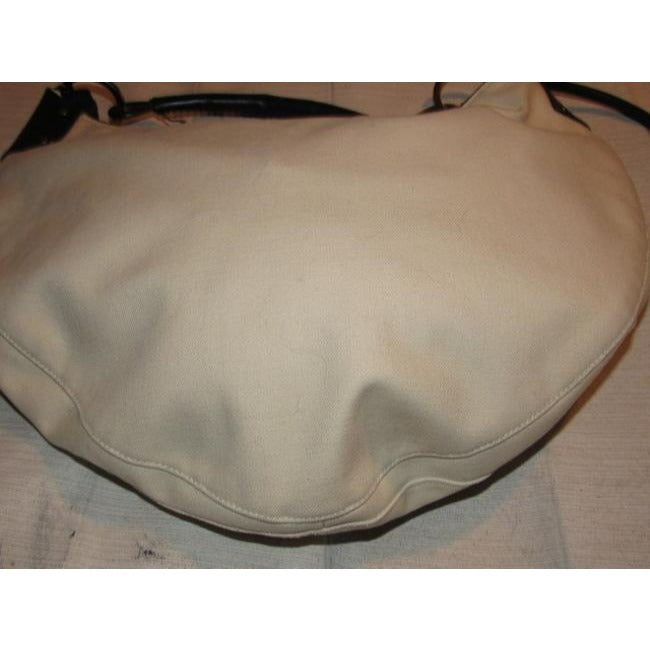 Gucci Vintage White And Gg Leather Hobo Bag