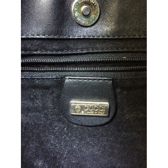 Gucci Vintage Pursesdesigner Purses Black Textured Leather Satchel