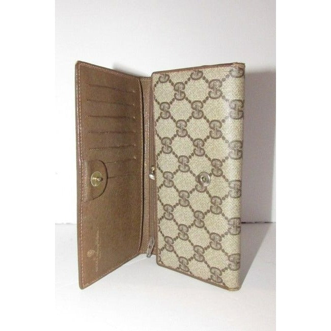 Gucci Brown Guccissima Print Xl Early Tri Fold Continental Wallet