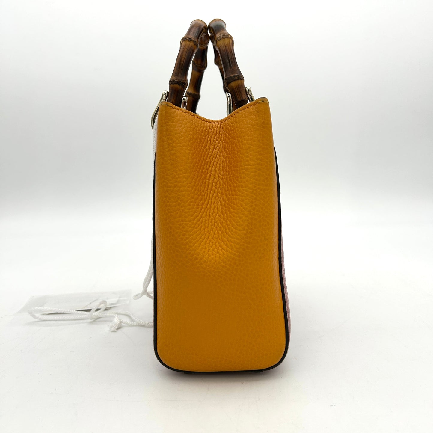 Gucci Calfskin Mini Bamboo Shopper Tote Fuchsia Orange LA8883