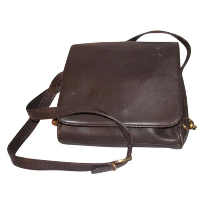 Gucci Vintage Brown Leather With Gold Equestrian Accents Cross Body Bag