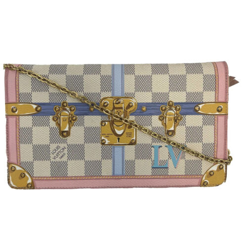 LOUIS VUITTON - Rare Damier Azur Summer Trunks Pochette Weekend Chain Crossbody
