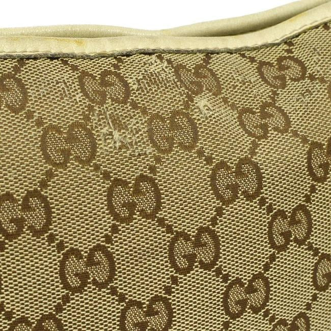 Gucci Abbey Vintage Brown Large G Logo Print Canvas And White Leather