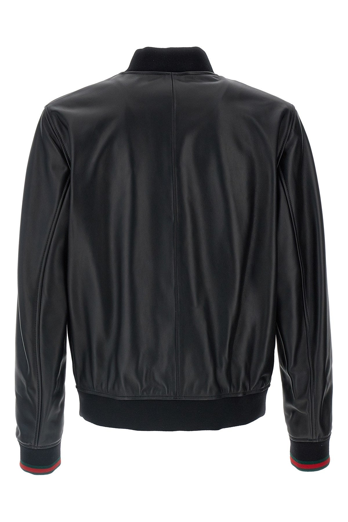 Gucci Men Leather Bomber Jacket
