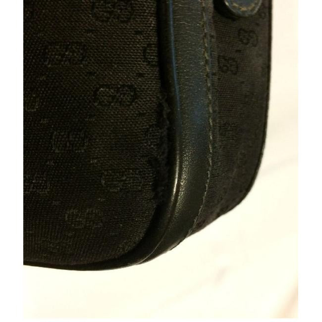 Gucci Vintage Black Canvas With Small G Logo Print And Black Leather