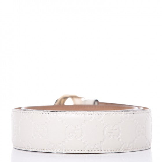 Gucci Interlocking GG Leather Belt In Mystic White