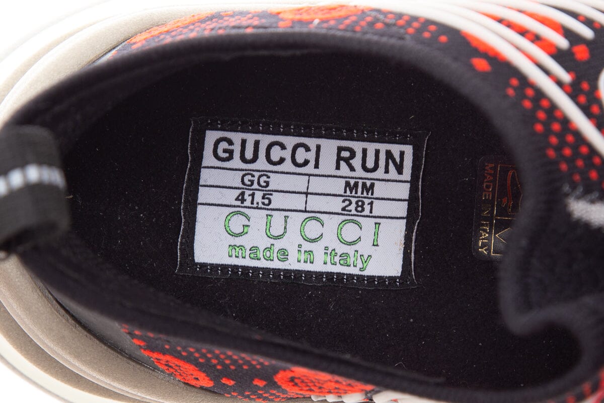 Gucci Run Red/Black Knit Lace Up Sneakers SZ 41.5
