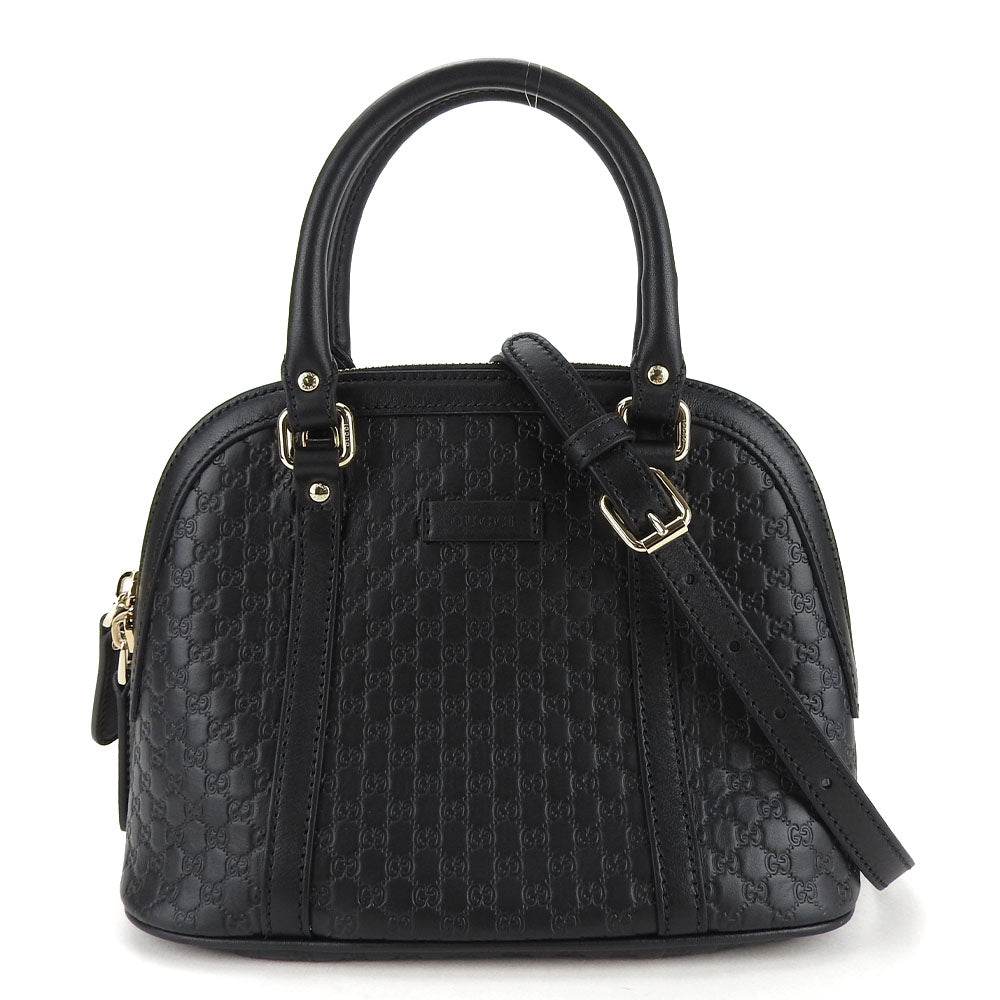 GUCCI Handbag 449654 leather black Micro Guccisima Women Used