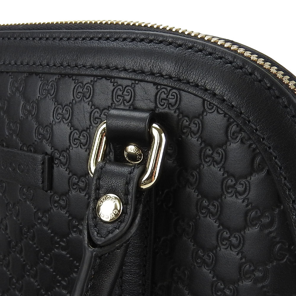 GUCCI Handbag 449654 leather black Micro Guccisima Women Used