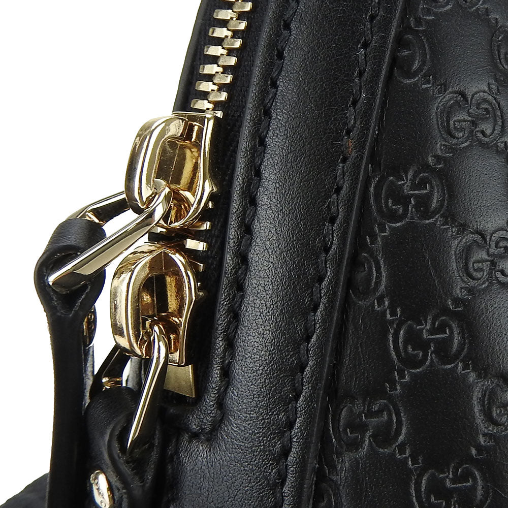 GUCCI Handbag 449654 leather black Micro Guccisima Women Used