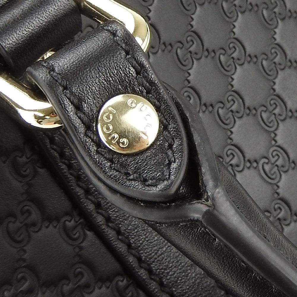 GUCCI Handbag 449654 leather black Micro Guccisima Women Used