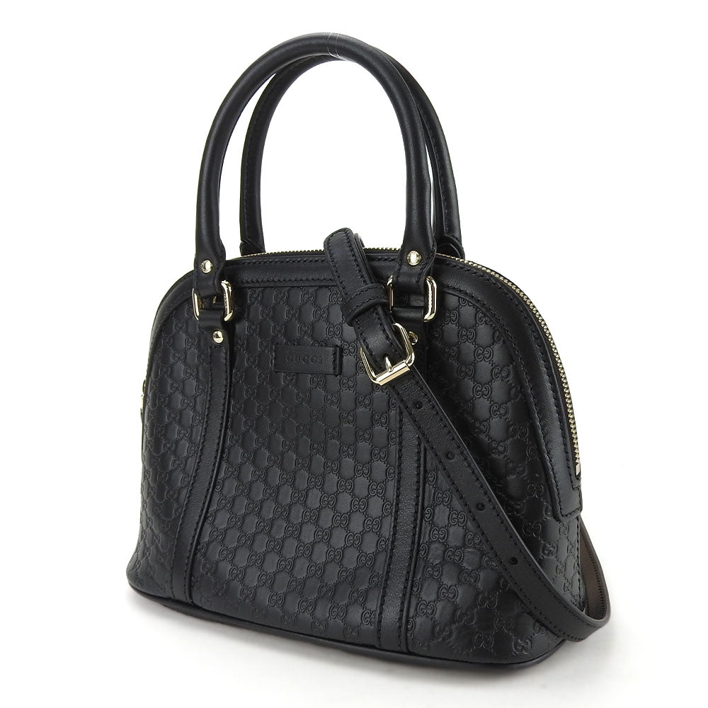 GUCCI Handbag 449654 leather black Micro Guccisima Women Used