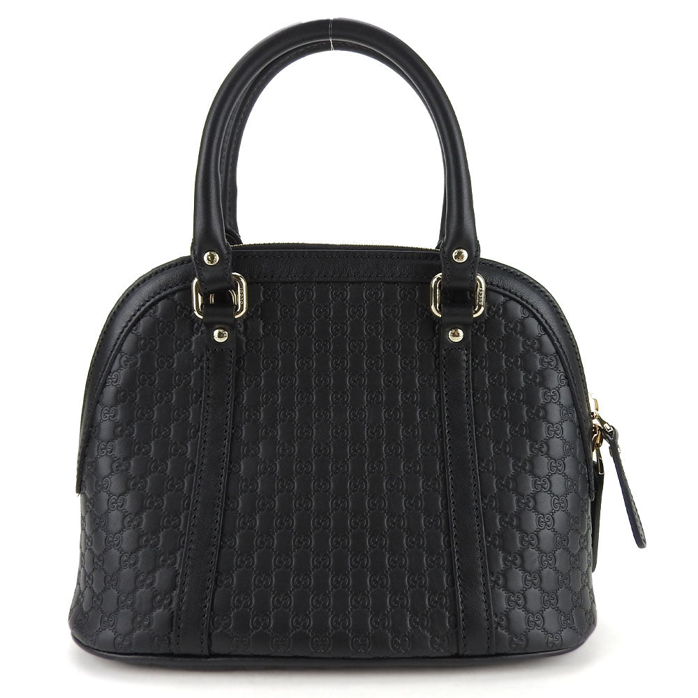 GUCCI Handbag 449654 leather black Micro Guccisima Women Used