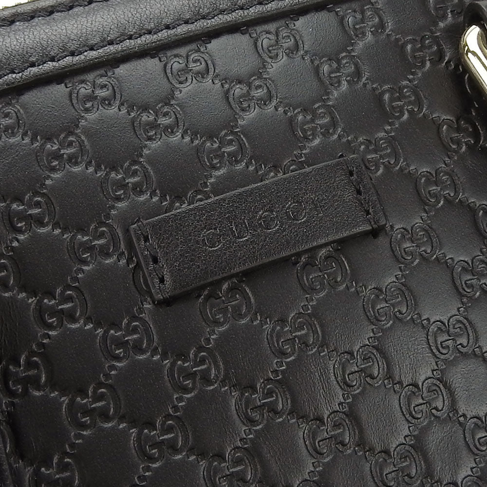 GUCCI Handbag 449654 leather black Micro Guccisima Women Used