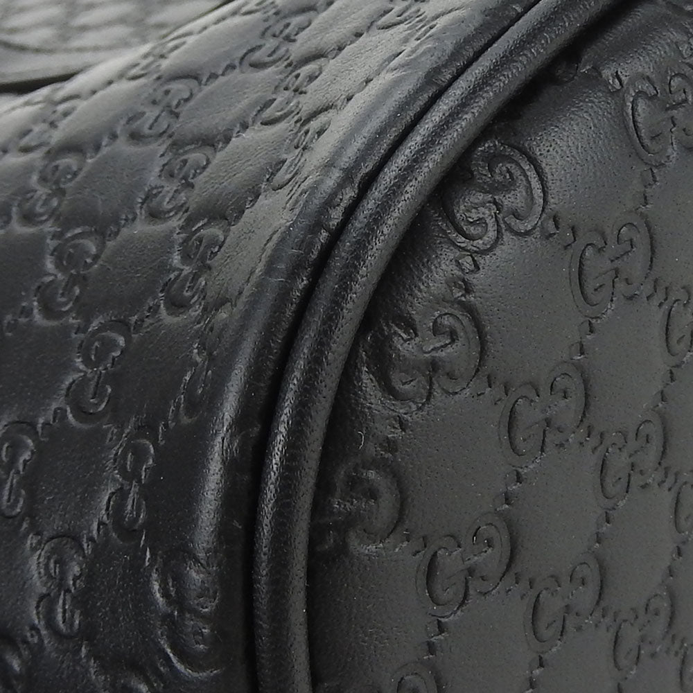 GUCCI Handbag 449654 leather black Micro Guccisima Women Used