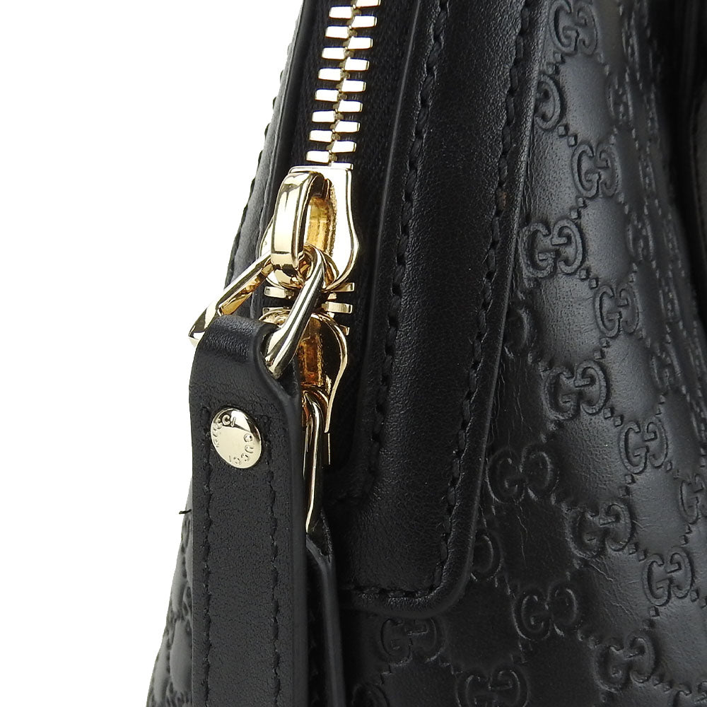 GUCCI Handbag 449654 leather black Micro Guccisima Women Used