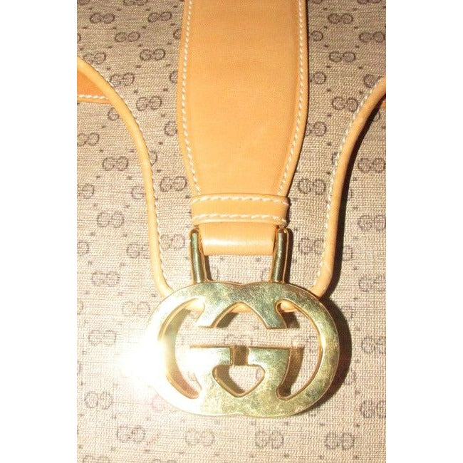 Gucci Brown Micro Guccissima Print Leather Bucket Bag W Red Green Striped Sides