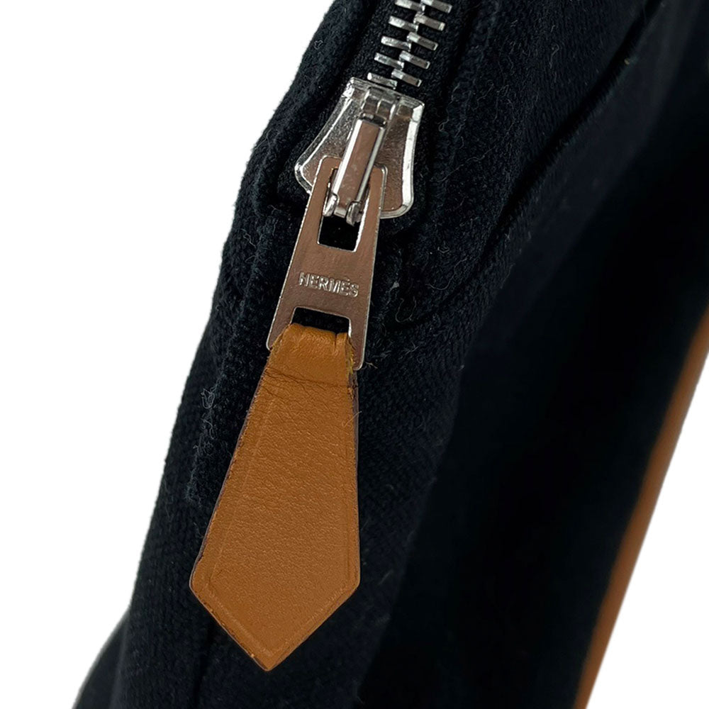 HERMES Pouch canvas black Bored pouch unisex(Unisex) Used