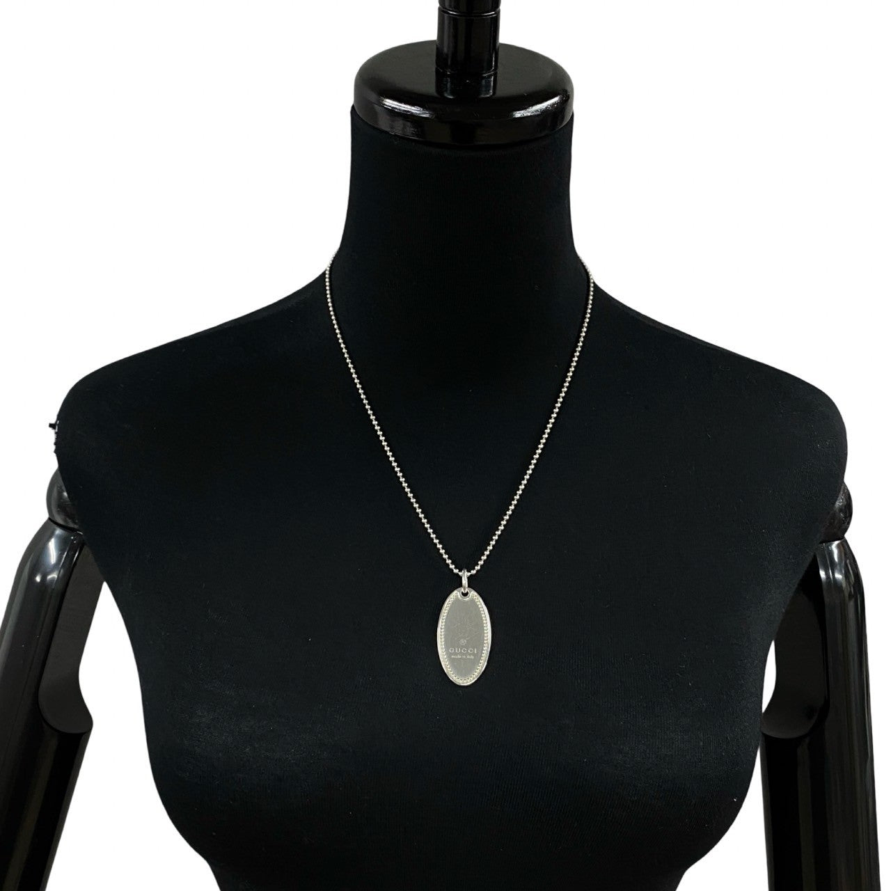 GUCCI Necklace Silver925 Silver Oval tag Necklace Women Used