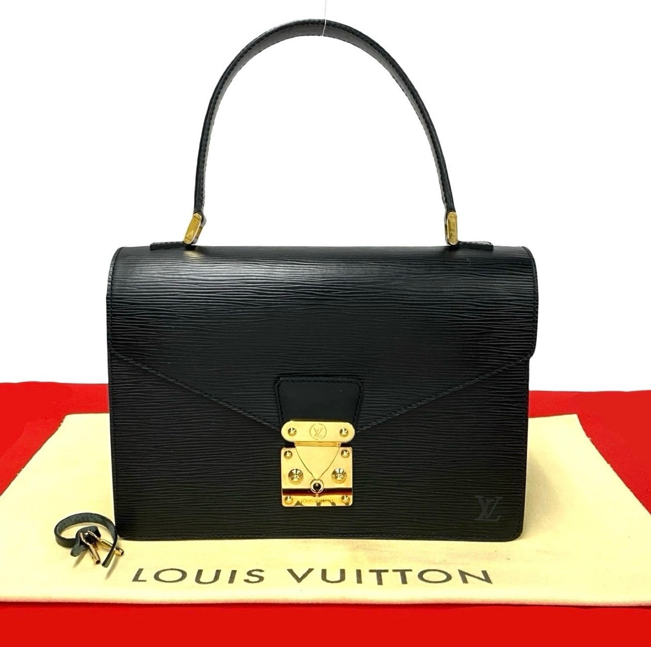 LOUIS VUITTON Handbag leather black Epi Concorde Women Used
