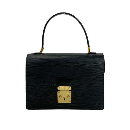 LOUIS VUITTON Handbag leather black Epi Concorde Women Used