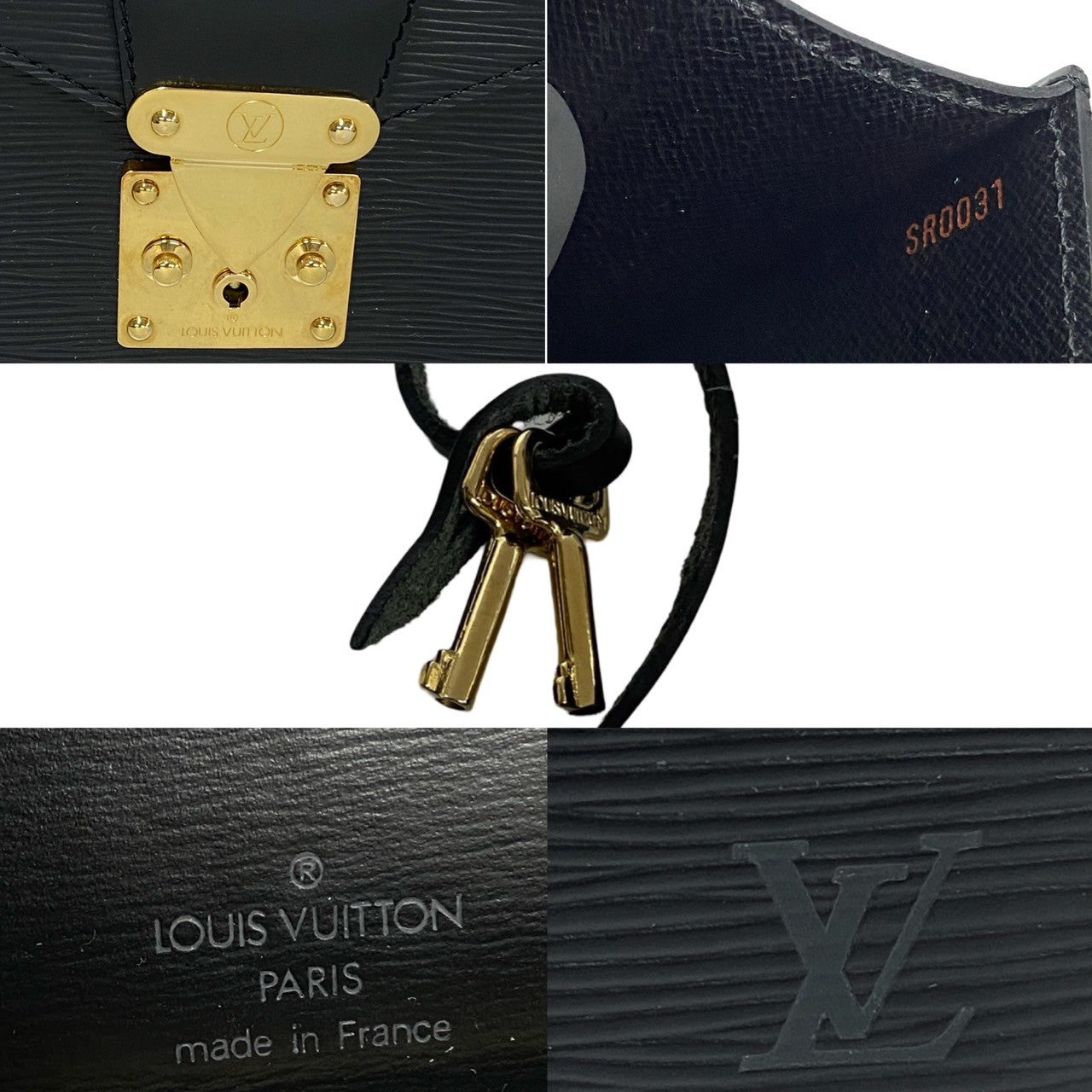 LOUIS VUITTON Handbag leather black Epi Concorde Women Used