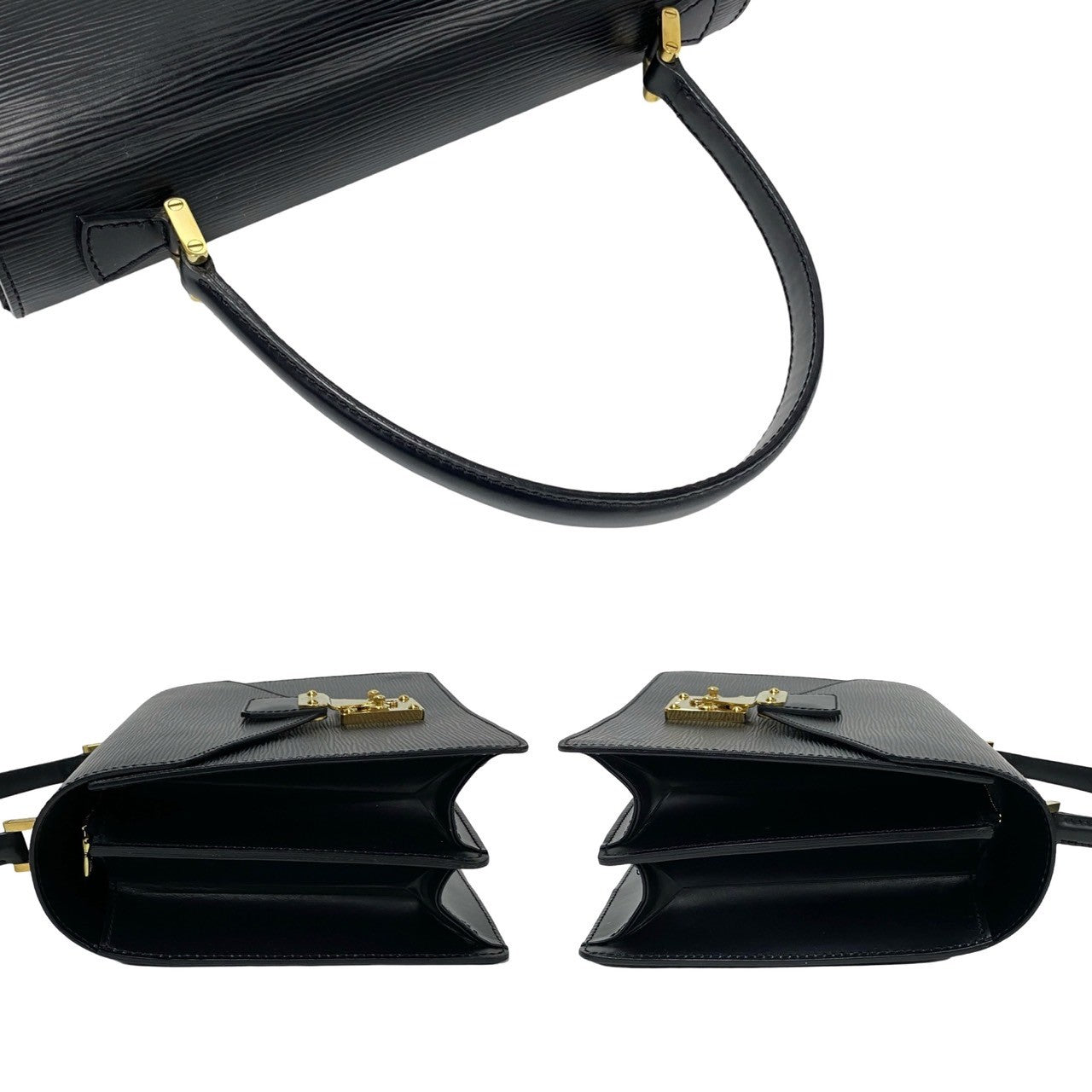 LOUIS VUITTON Handbag leather black Epi Concorde Women Used