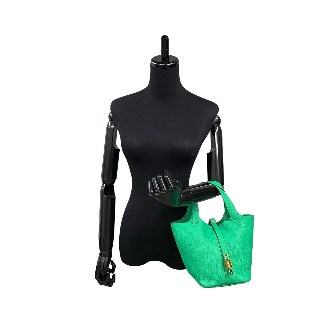 HERMES Handbag Taurillon Clemence green Picotan Lock PM Women Used