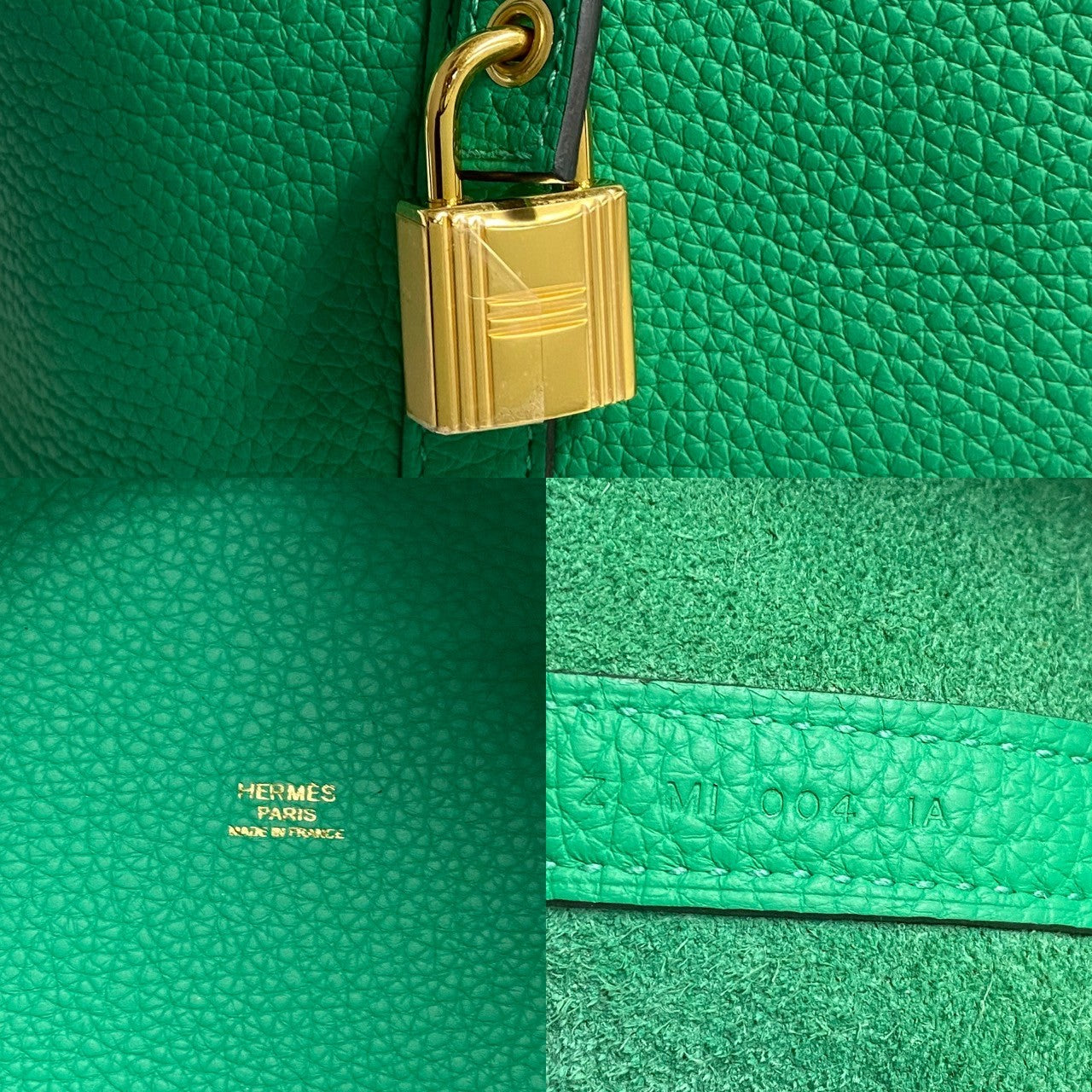 HERMES Handbag Taurillon Clemence green Picotan Lock PM Women Used