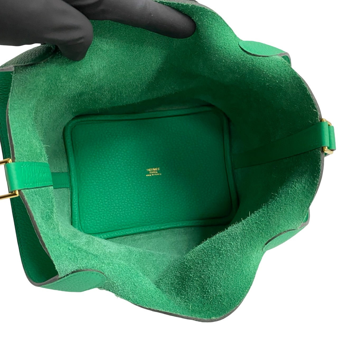 HERMES Handbag Taurillon Clemence green Picotan Lock PM Women Used
