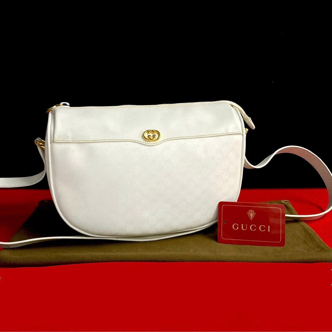 GUCCI Shoulder Bag Leather, PVC white Micro GG logo Metal Women Used