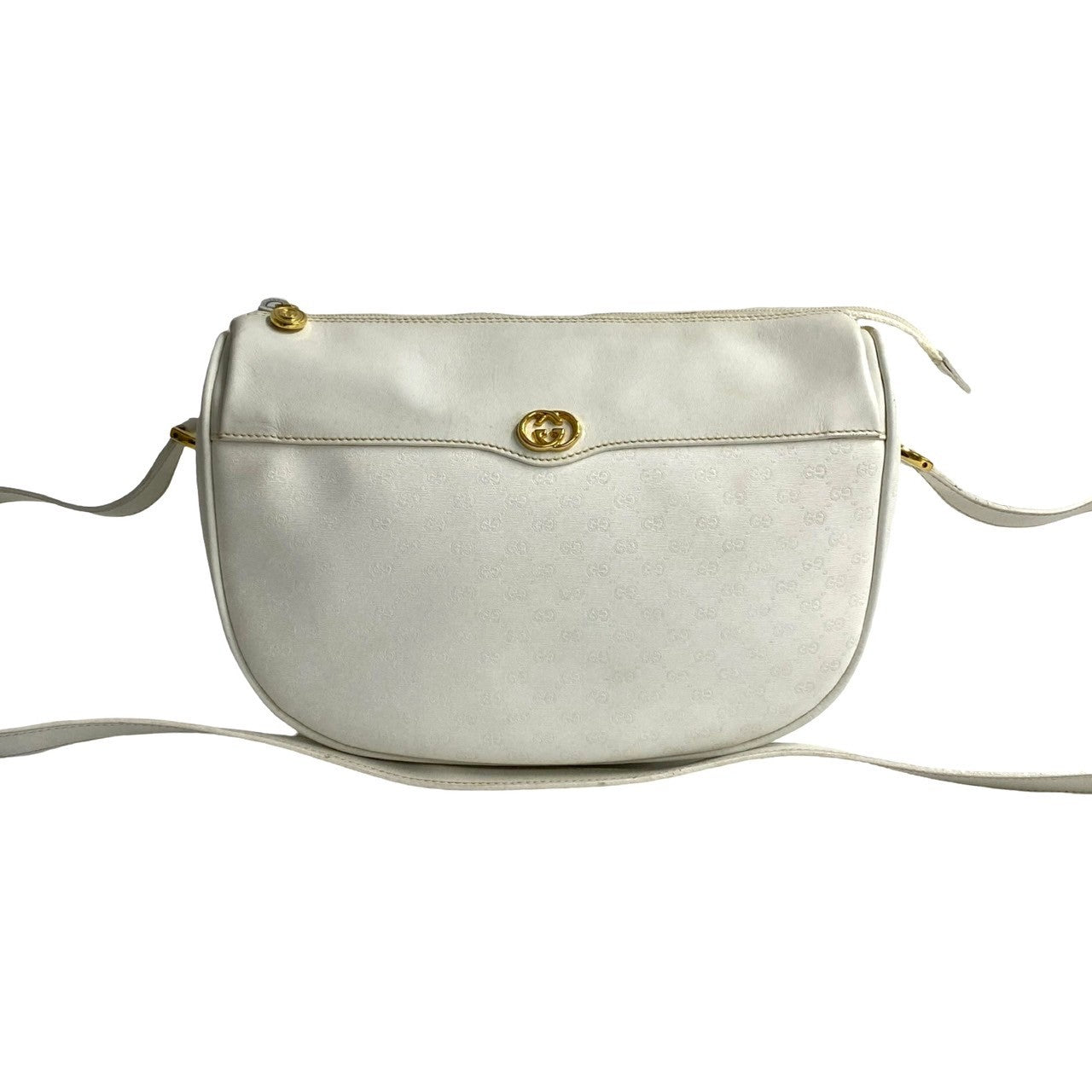 GUCCI Shoulder Bag Leather, PVC white Micro GG logo Metal Women Used