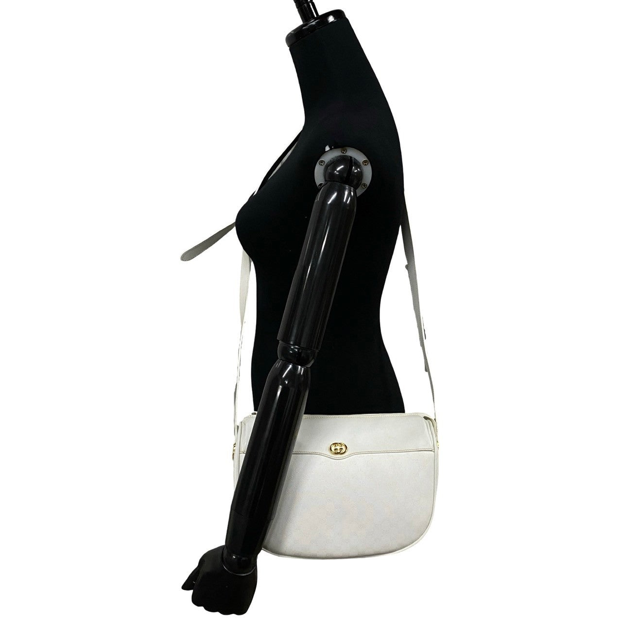 GUCCI Shoulder Bag Leather, PVC white Micro GG logo Metal Women Used