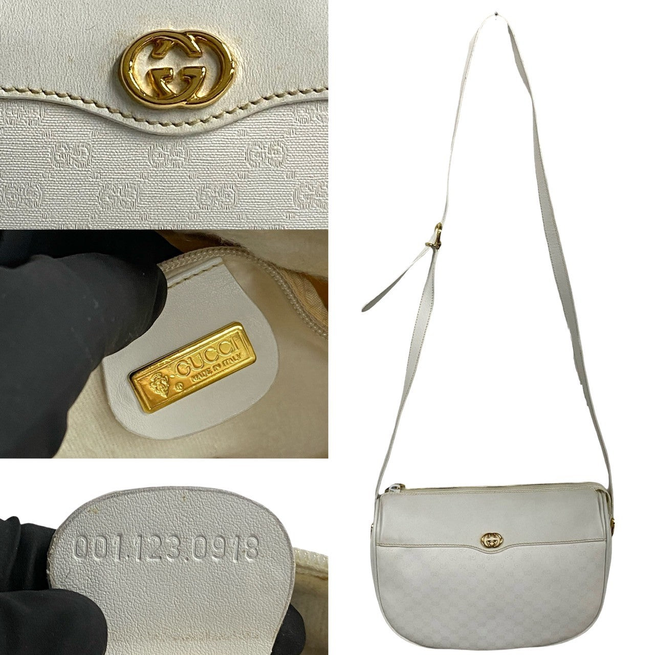GUCCI Shoulder Bag Leather, PVC white Micro GG logo Metal Women Used