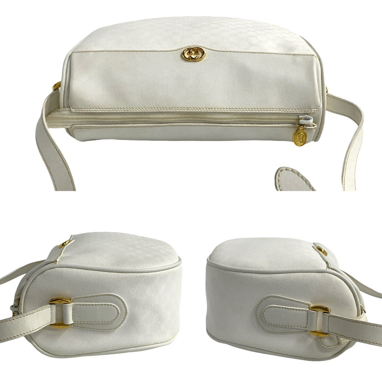 GUCCI Shoulder Bag Leather, PVC white Micro GG logo Metal Women Used
