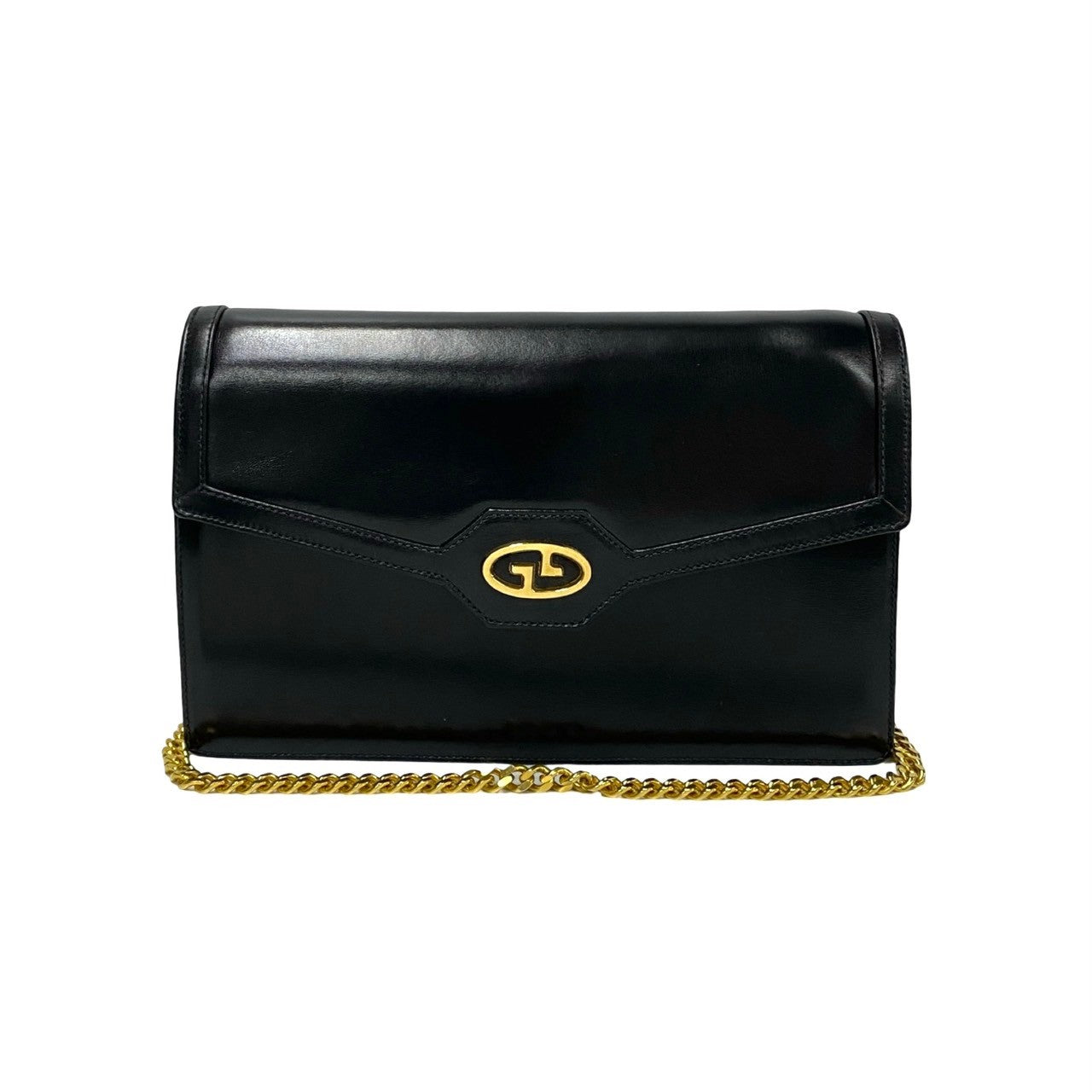 GUCCI Shoulder Bag leather black logo Metal Women Used