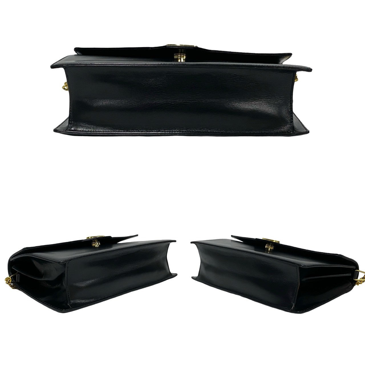 GUCCI Shoulder Bag leather black logo Metal Women Used