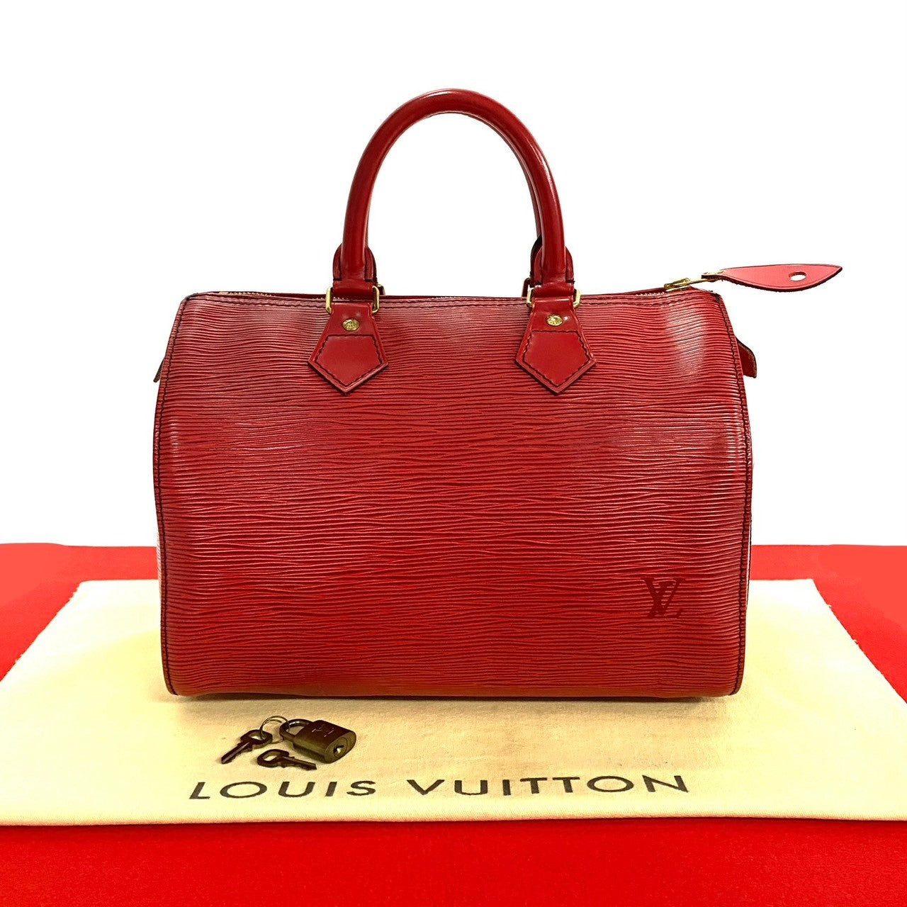 LOUIS VUITTON Handbag leather Red Epi Speedy 25