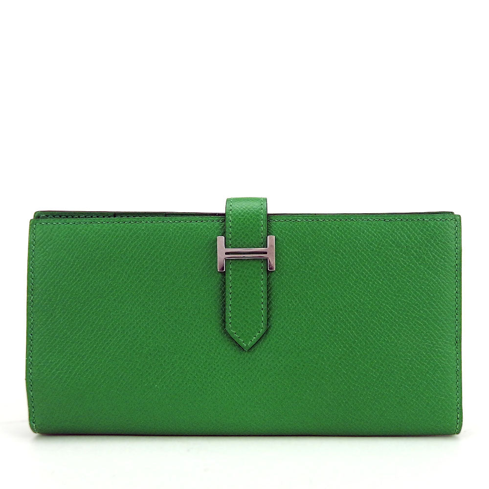 HERMES Long Wallet Purse Epsom Bamboo Beansufla Women Used