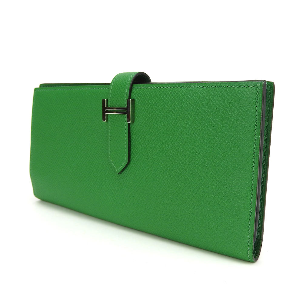 HERMES Long Wallet Purse Epsom Bamboo Beansufla Women Used